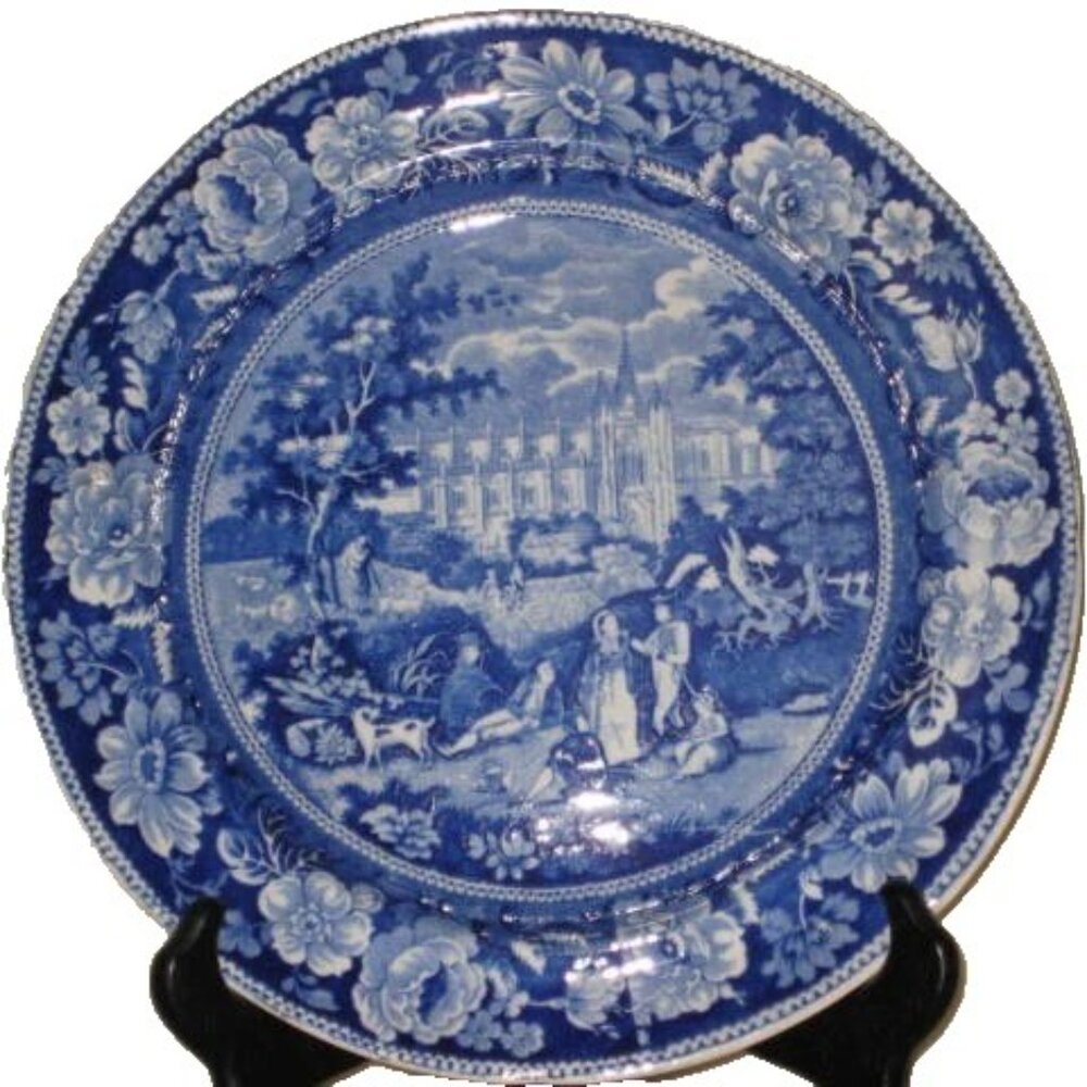 Antique ca. 1825 Mint Historical Staffordshire Blue Plate Transferware Batalha